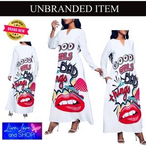 Vintage Style Long Sleeve Abstract Print Crew Neck Fashionable Dress, NWOT